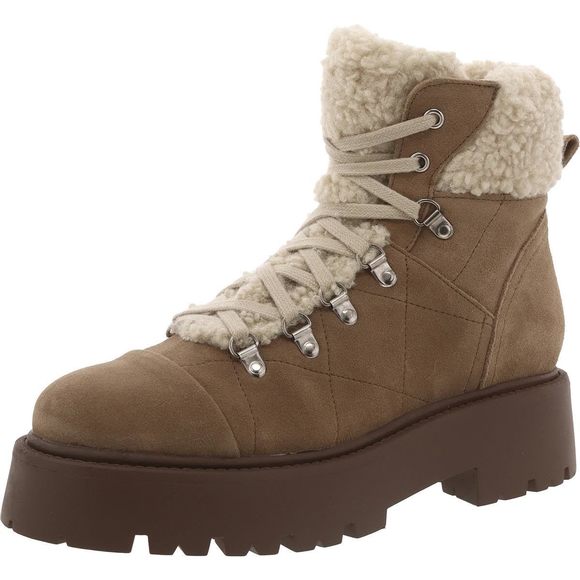 Steve Madden Women's Reyen Combat Boot, Oatmeal Suede, 7.5 - Picture 1 of 1